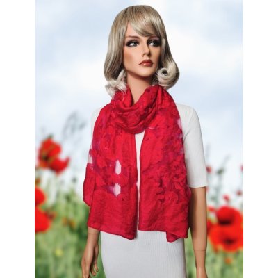 Classic Scarf slavnostní červená krajkovaná šála – Hledejceny.cz