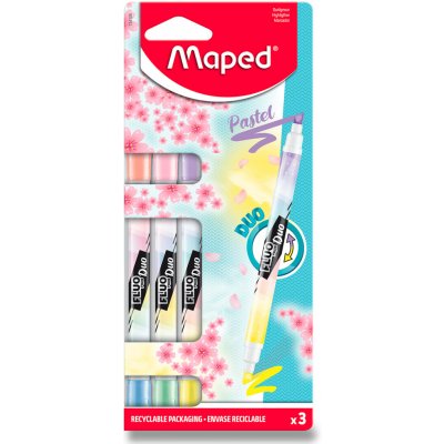 Maped Fluo Peps Duo Pastel 3 ks 734128 – Zbozi.Blesk.cz