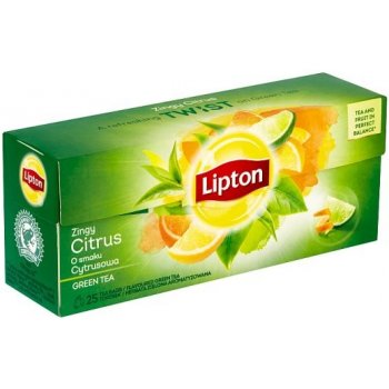 Lipton Zingy Citrus zelený čaj aromatizovaný 25 nálevových sáčků 32,5 g