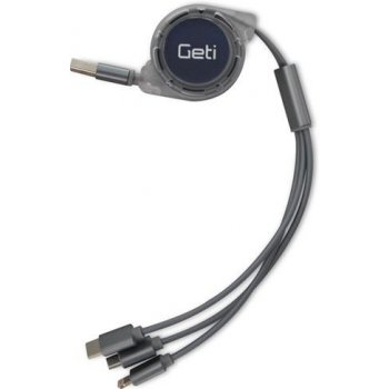 Geti GCU 04 USB 3v1 samonavíjecí, stříbrný