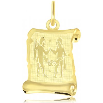 Gemmax Jewelry Zlatý přívěsek Blíženci měsíční znamení pergamen mat GUPYN 35541