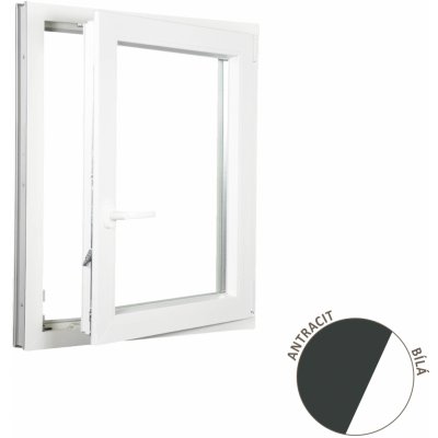 ALUPLAST Plastové okno jednokřídlo antracit/bílé 80x120 – Hledejceny.cz