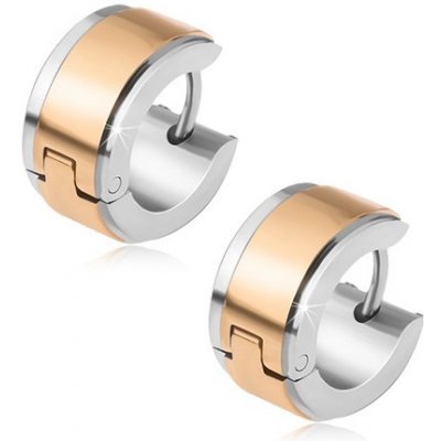Šperky eshop ocelové náušnice kruhy s pásem zlaté barvy S50.26 – Zboží Mobilmania