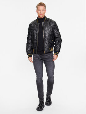 Versace Jeans Couture kožená bunda 75GAVP06 černá