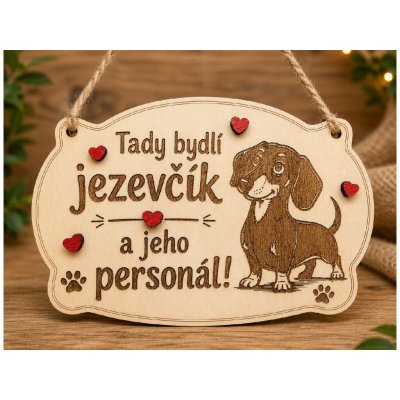 Dekorace z Řečice Dřevěná cedulka 18cm♥️ Jezevčík – Zboží Mobilmania