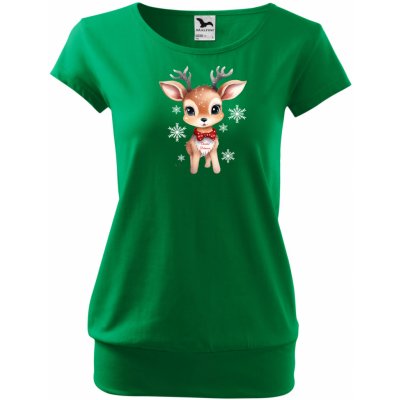 MALFINI Vánoční tričko City malý Sobík zelené – Sleviste.cz