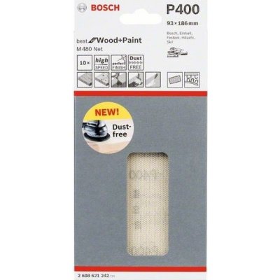 10x Brusná mřížka - brusivo pro vibrační brusky Bosch Best for Wood and Paint C470 93x186mm, hr. 400 (2608621242) – Zboží Mobilmania