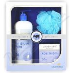 Vivapharm Pleťový krém s kozím mlékem 50 ml + sprchový gel s kozím mlékem 400 ml + Masážní žíňka Versace Dylan Blue Pour Femme EDP 50 ml + tělové mléko 50 ml + sprchový gel 50 ml dárková sada – Zboží Mobilmania