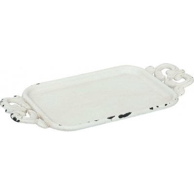 Clayre & Eef Bílý antik kovový tácek 16x8x1cm – Sleviste.cz