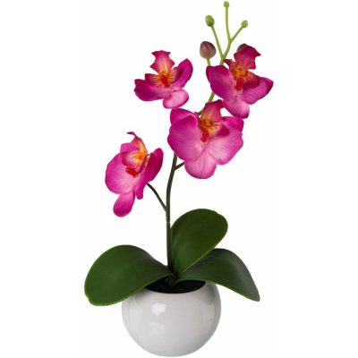 Gasper Umělá květina Orchidej v keramickém květináči, tmavě růžová, 21 cm – Zbozi.Blesk.cz