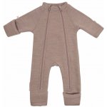 Merino overal bez kapuce s dvojitým zipem hnědý powder melange Smallstuff – Zboží Dáma