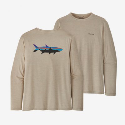 Patagonia Men's Long-Sleeved Capilene Cool Daily Graphic Shirt Waters Fitz Roy Trout: Pumice X-Dye