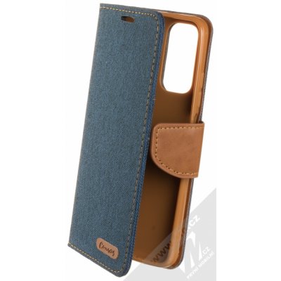 Pouzdro 1Mcz Canvas Book Xiaomi Redmi Note 11 Global version, Note 11S Global version tmavě modré hnědé – Zboží Mobilmania