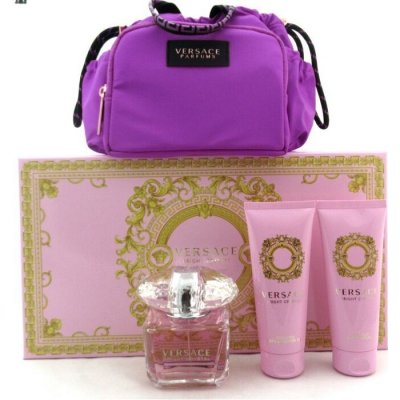 Versace Bright Crystal EDT 90 ml + tělové mléko 100 ml + sprchový gel 100 ml + kosmetická taštička dárková sada – Zboží Mobilmania