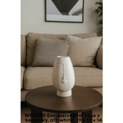 WOOOD Exclusive Stef váza z keramiky, off-white, 29 × 12 × 14 cm – Hledejceny.cz