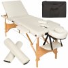 Masážní stůl a židle tectake 404747 masážní lehátko daniel 3 zóny s kolečky a dřevěným rámem béžová