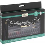 Kaligrafická sada 35 ks – 5 per, 5 hrotů, 20 bombiček, příslušenství | kaligrafie, lettering, bombičkové pero, italic hrot, ink konvertor, cvičební sešit, víc barev, psací sada – Hledejceny.cz