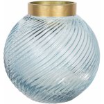 Modrá skleněná váza se zlatým hrdlem Goldina – Ø 19*19 cm - Clayre & Eef – Hledejceny.cz