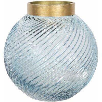 Modrá skleněná váza se zlatým hrdlem Goldina – Ø 19*19 cm - Clayre & Eef – Hledejceny.cz