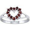 Prsteny SILVEGO SILVEGO Stříbrný prsten srdce s pravým přírodním GranátemB280103