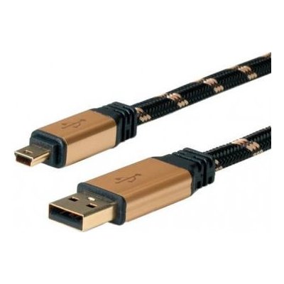Roline 11.02.8822 Gold USB 2.0 kabel USB A(M) - miniUSB 5pin B(M), 1,8m – Zboží Mobilmania