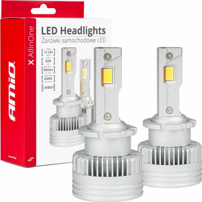 Amio LED výbojky D2S D2R D4S D4R LED X AllinOne, bílé 6000K | 9000 LM, 2 ks – Zboží Mobilmania