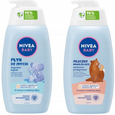 NIVEA BABY Dětský mycí prostředek 450 ml Hydratační mléko 500 ml – Zbozi.Blesk.cz