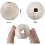 Dřevěný korálek - nelakovaný - různé velikosti Dřevěné korálky: Ø 18mm, průvlek 3mm / balení 6ks – Hledejceny.cz