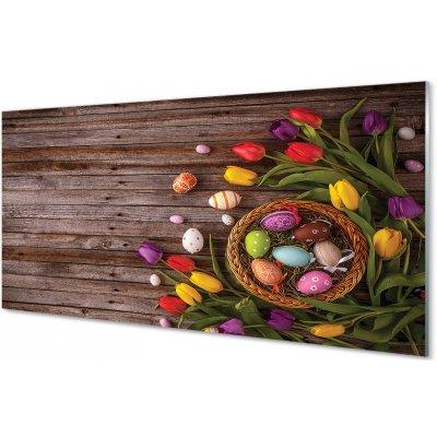 akrylový obraz Vajíčka tulipány desky 100x50 cm – Zboží Mobilmania