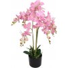 Květina zahrada-XL Umělá rostlina orchidej s květináčem 75 cm růžová