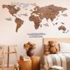 Nástěnné mapy 3D Dřevěná Mapa Světa – Ořech (XL) 200 X 100 cm