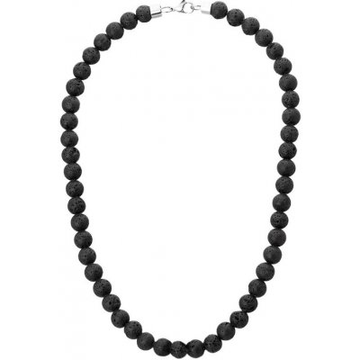 Manoki Pánský korálkový náhrdelník lávový kámen, chirurgická ocel X-NH1350/45 černá – Sleviste.cz