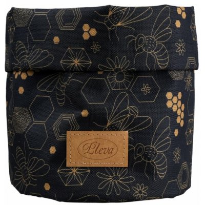 Pleva kosmetický látkový vak organizér tmavý včelí motiv výška 21 cm průměr 16 cm – Zboží Mobilmania