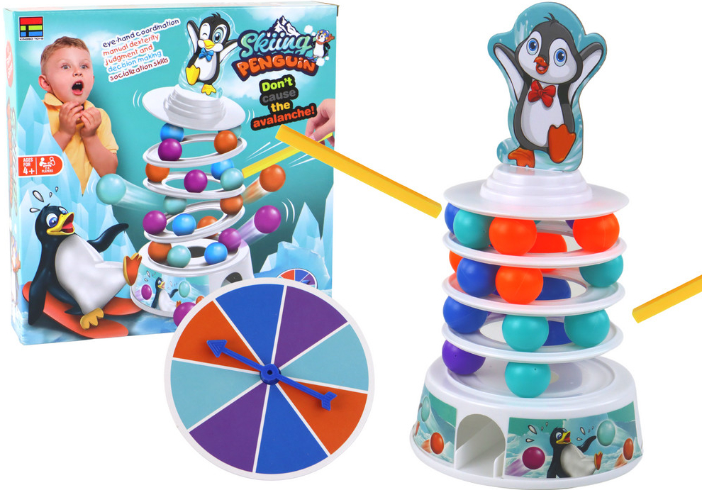 Lean Toys balanční věž s tučňákem a balónky