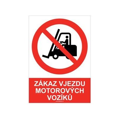 ZÁKAZ VJEZDU MOTOROVÝCH VOZÍKŮ - bezpečnostní tabulka, plast A4, 2 mm – Zboží Dáma