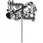 Dortisimo Zápich do dortu černý Happy Birthday hudebník – Zboží Dáma