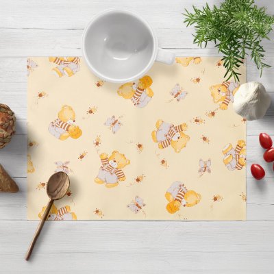 Biante bavlna prostírání Sandra SA-730 Medvídci a včelky na světle žlutém 30x40 cm – Hledejceny.cz