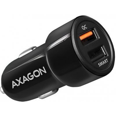AXAGON PWC-QC5 Napájecí adaptér, do auta, 2x USB-A, vstup 12-24V, výstup max. 3A, 31,5W, QC 3.0, AFC, FCP, PE+, SMART, černý PWC-QC5