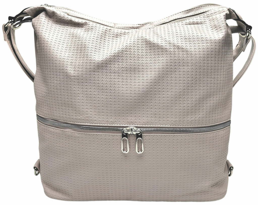 Velký šedobéžový kabelko-batoh 2v1 se vzorem Felicita
