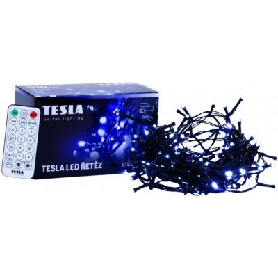 Světelný řetěz Tesla dekorativní řetěz studený bílý 6500K,100LED 10m + 5m kabel 230V ovladač s 8 funkcemi,IP44 VO23148MWC – Zbozi.Blesk.cz