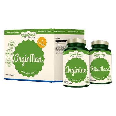 GreenFood Nutrition ArginMan + Pillbox 2 x 120 kapslí