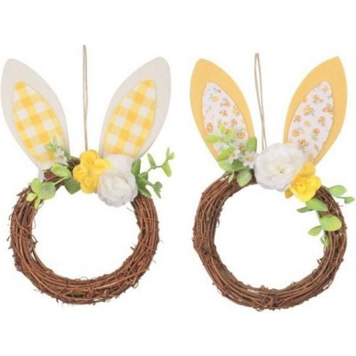 Věnec s filcovýma ušima 16 x 25 cm, žlutý – Zbozi.Blesk.cz