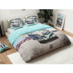 Textilomanie Dětské povlečení AUTO VW modro-šedé 80 x 80 cm 135 x 200 cm – Sleviste.cz