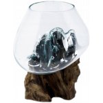 Skleněná váza zapuštěná do dřeva – Velká váza, sklo zapuštěné do dřeva – Zboží Dáma