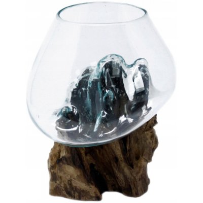 Skleněná váza zapuštěná do dřeva – Velká váza, sklo zapuštěné do dřeva – Zboží Dáma