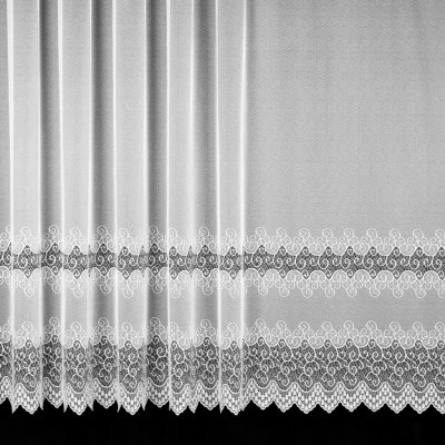 Brilltex Žakárová záclona 727, ornamenty v pruzích, s bordurou, bílá, výška 145cm (v metráži) – Hledejceny.cz