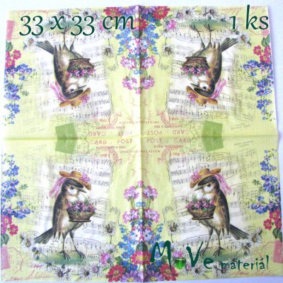 ubrousek na decoupage 33 x 33cm 1ks noty – Zboží Dáma