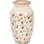 Clayre & Eef Béžová keramická váza s jahůdkami Wild Strawberries S - Ø 16*27 cm - Clayre & Eef – Hledejceny.cz