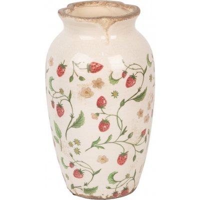 Clayre & Eef Béžová keramická váza s jahůdkami Wild Strawberries S - Ø 16*27 cm - Clayre & Eef – Hledejceny.cz