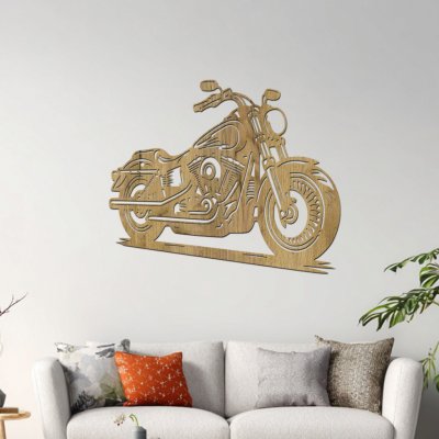 dřevo života Dřevěný obraz motorky Harley Davidson Rozměry (cm): 60x50, Zvolte barvu dekoru: Dub zlatý – Zboží Dáma